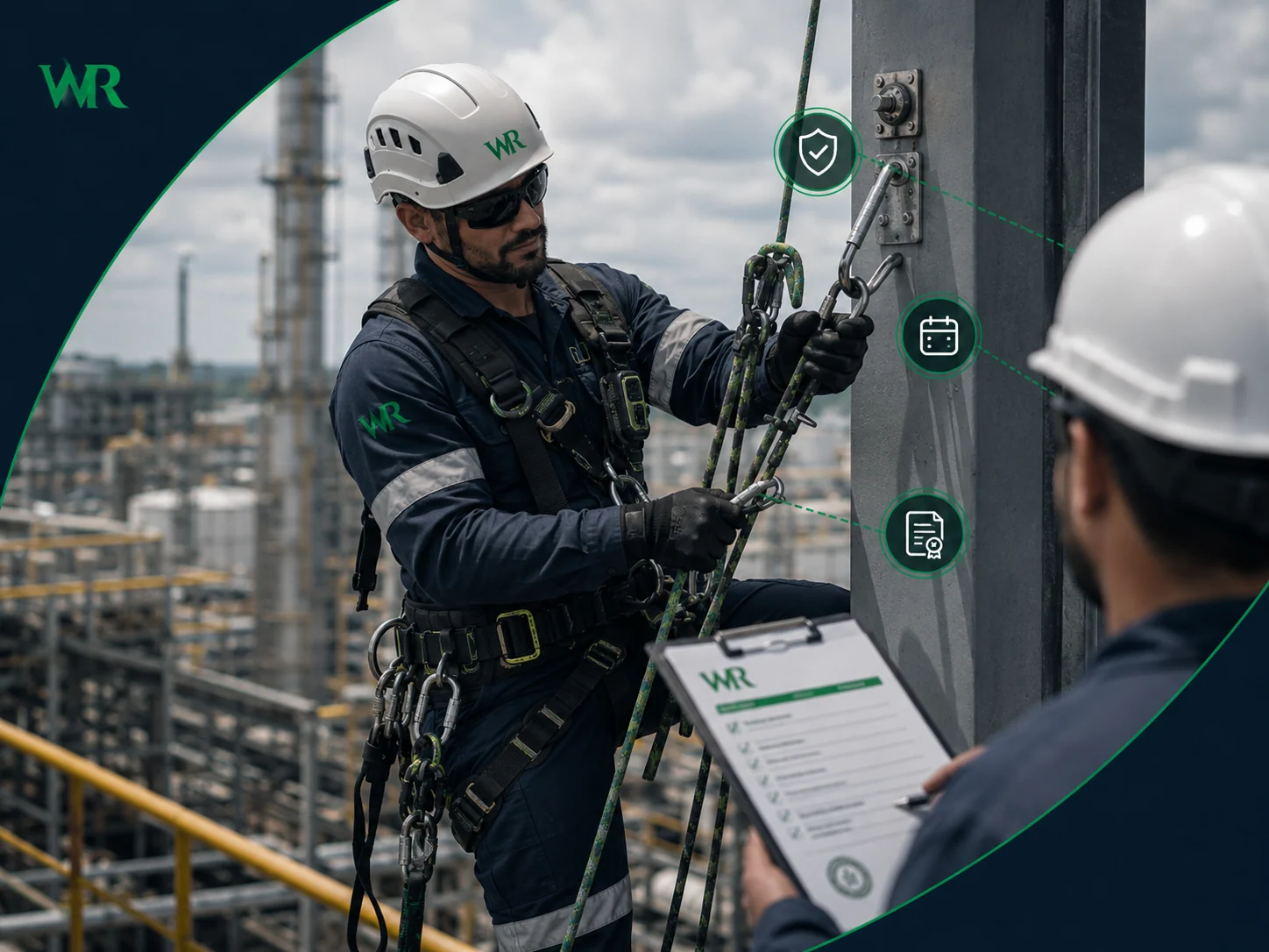 Operação em altura e acesso por cordas com equipamentos técnicos