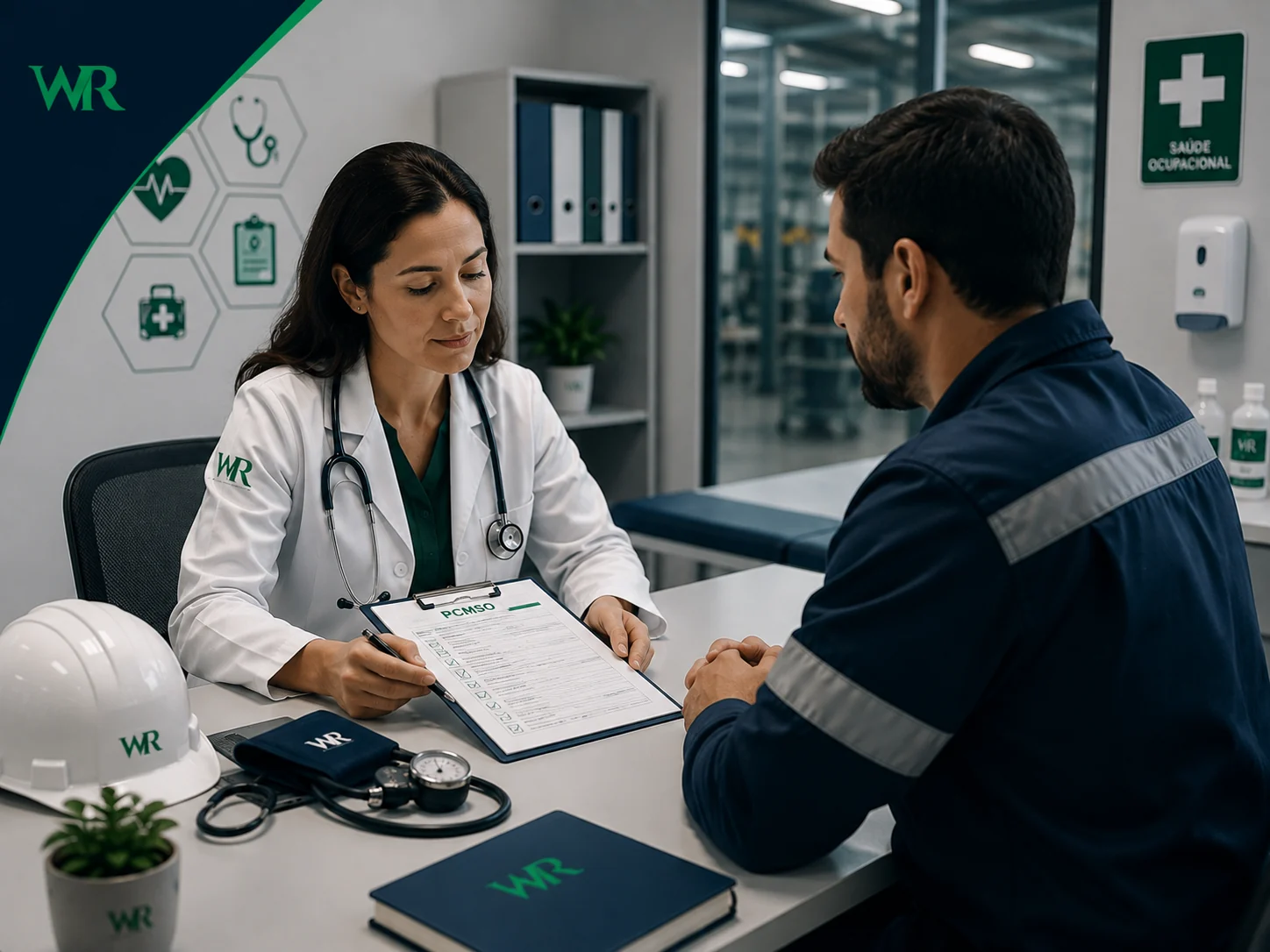 Consulta de saúde ocupacional do trabalhador em ambiente industrial