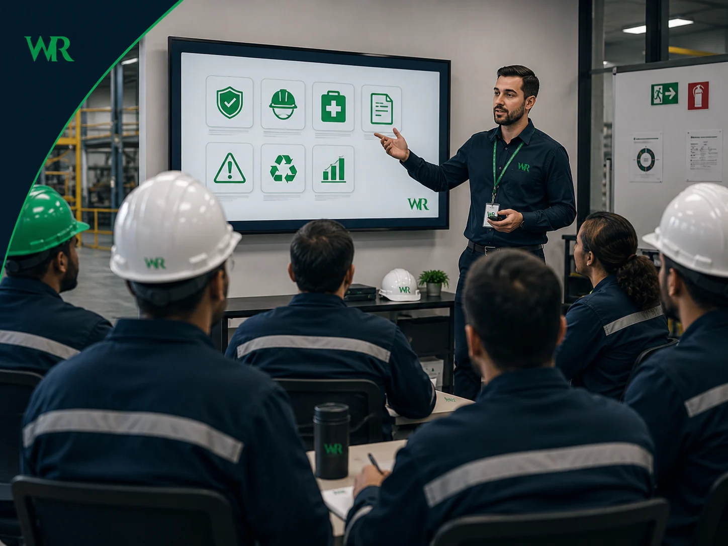 Treinamento de segurança industrial em ambiente corporativo